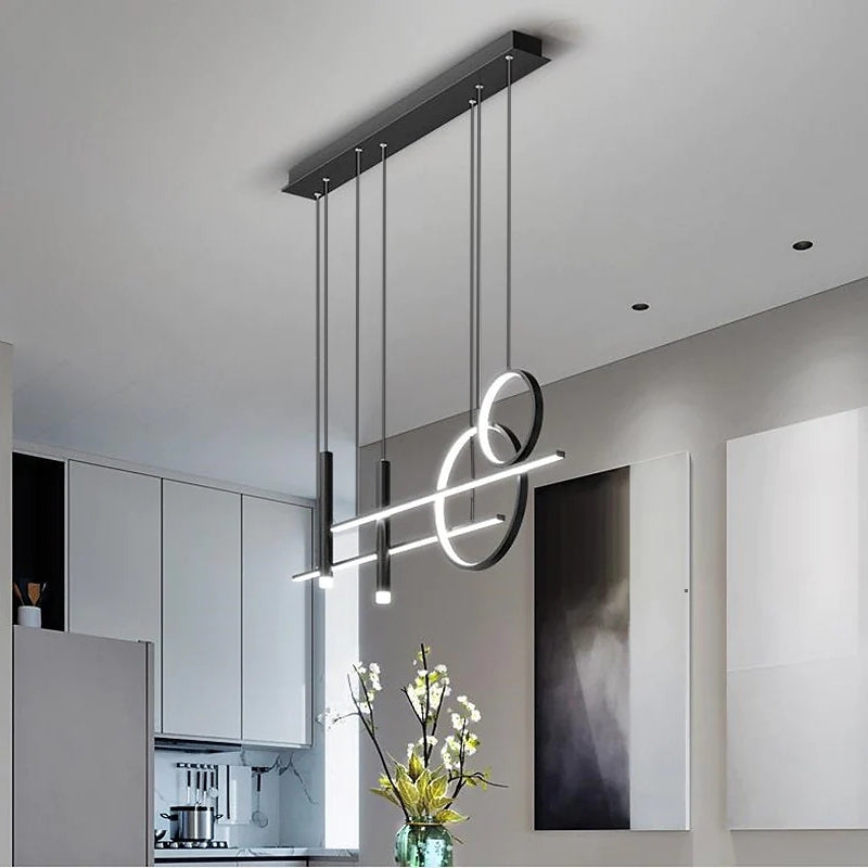 Dologen Modern Pendant Light LED, Double Circle, Gold/Black