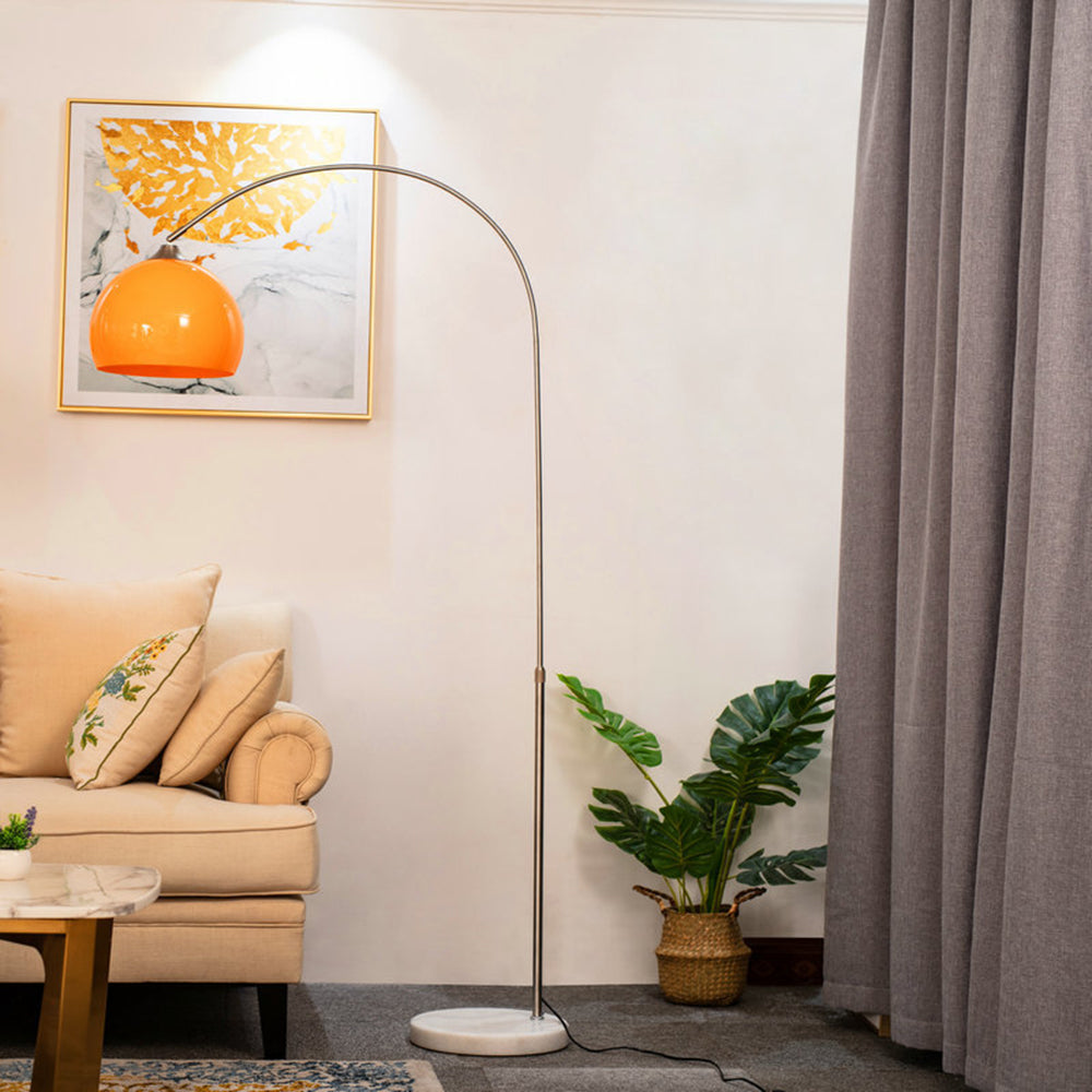 Mibusil Floor Arc Lamp, Tall Floor Light, Modern, Orange/ White
