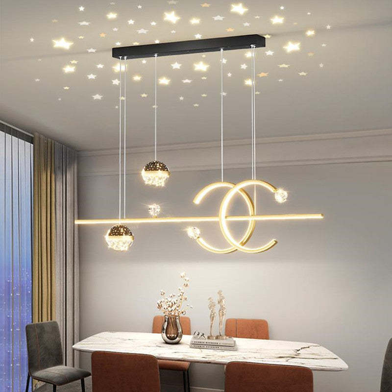 Dulikun Luxury Globe Metal/Glass Pendant Light, Black/Gold
