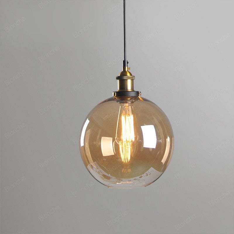 Teni Industrial Glass Pendant Light Clear/Amber/Smoke Grey-Neutral Decor