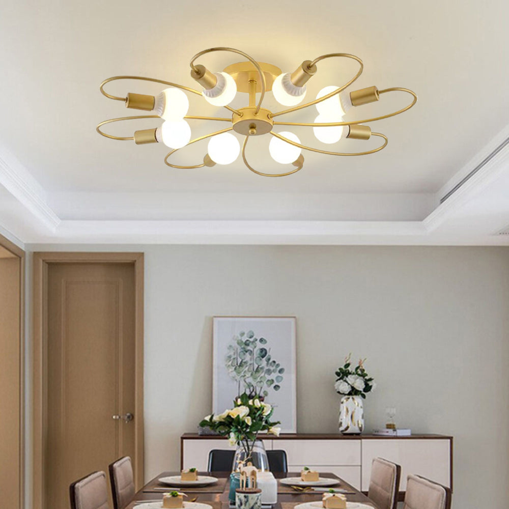 Pesubun Modern Metal Flush Mount Ceiling Light, Black/Gold
