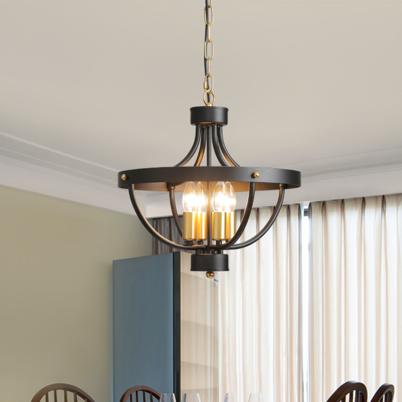 Divoselo Vintage LED Pendant Light Matte Black Metal Dining Room