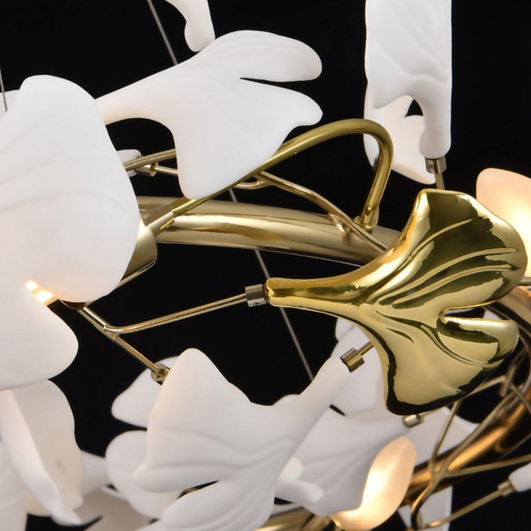 Hobisud Modern Gold Staircase Chandelier, Metal & Ceramic