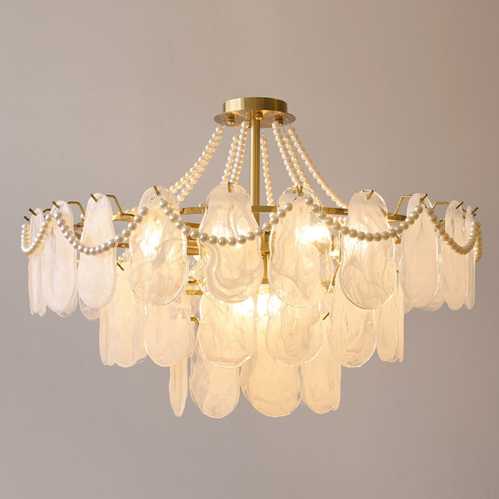 Lopagar Elegant Pearl/Glass/Metal Chandelier, White