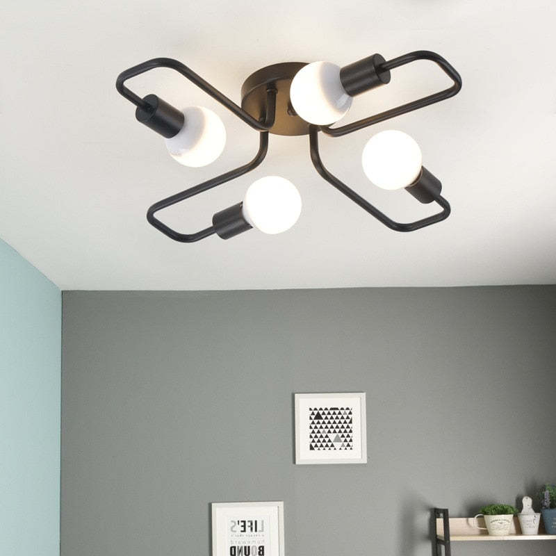Divaline Vintage Modern Minimalist Industrial Metal Black Ceiling Lamp