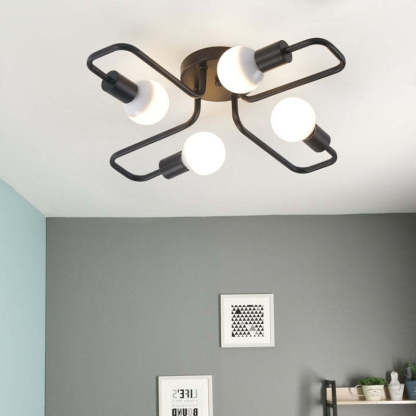 Divaline Vintage Modern Minimalist Industrial Metal Black Ceiling Lamp