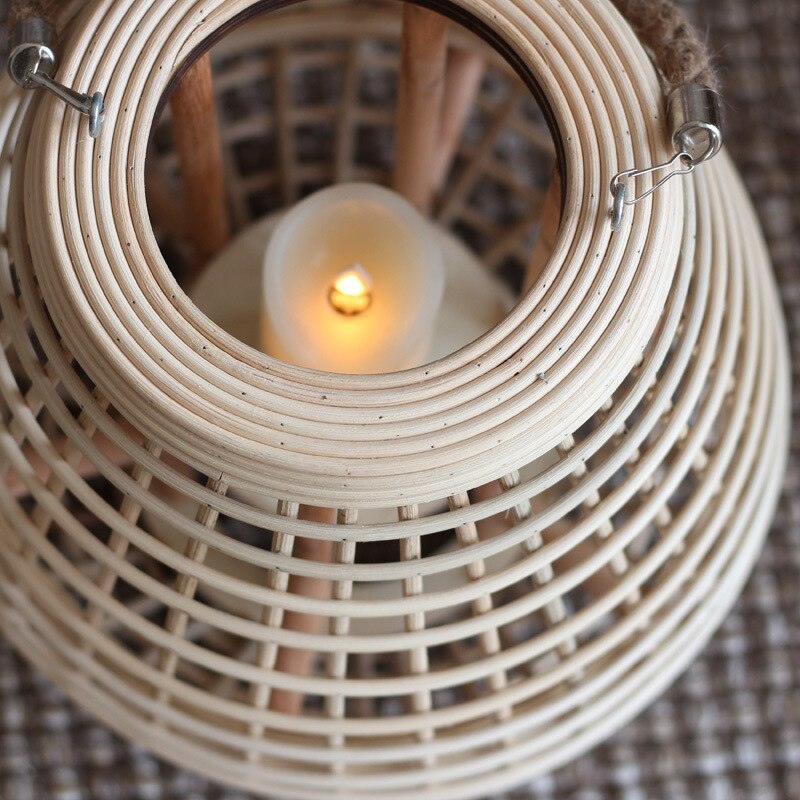 Mirudat Floor Lamp, Wood & Rattan