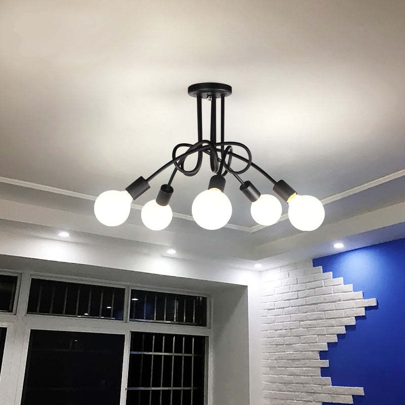 Lopumit Modern Linear Curve Metal Ceiling Light, Dining Room/Living Room
