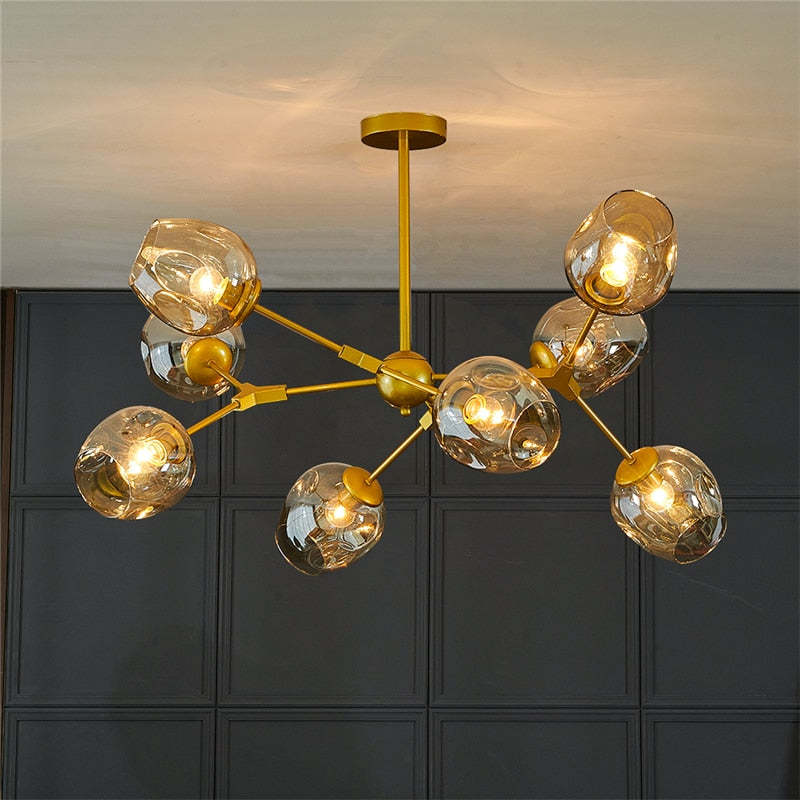 Pobibem Modern Bubble Metal Pendant Light, Black/Gold
