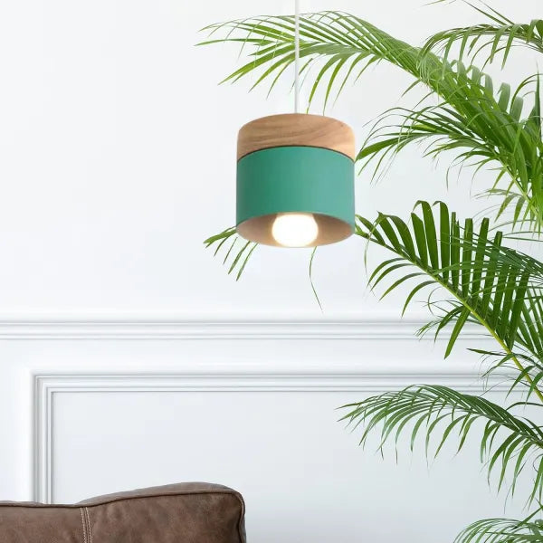 Moturos Modern Can Shape Metal/Wood Pendant Light