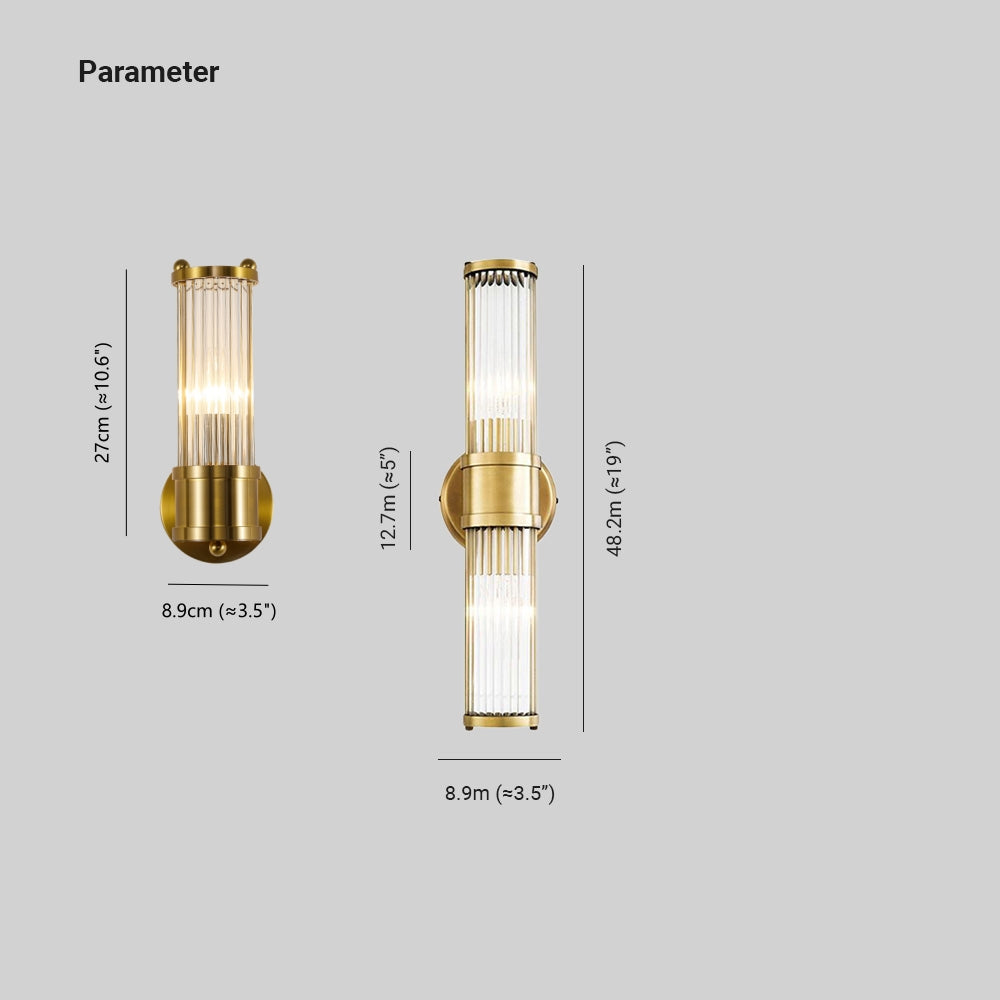 Vuvepon American Cylindrical Elegant Gold Glass/Metal Vanity Wall Lamp