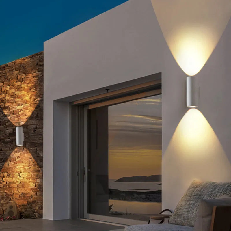 Tarumon Minimalist Cylindrical Double-headed Cement Outdoor Wall Lamp, Black/White