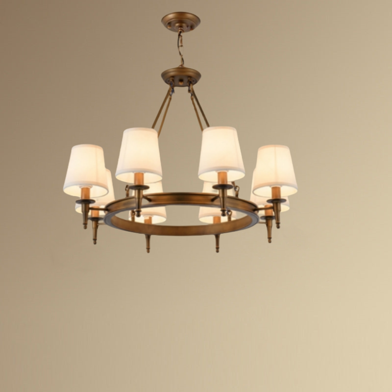 Nelevum vintage Ring Metal/Fabric Chandelier, Black/Copper