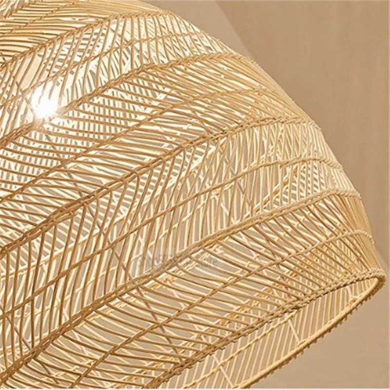 Lixi Rattan Bamboo Lampshade Hand Knitted Pendant Light-Neutral Decor