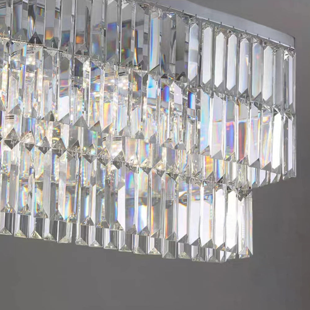 Wabesat Modern Art Deco LED Pendant Light, Crystal/Metal