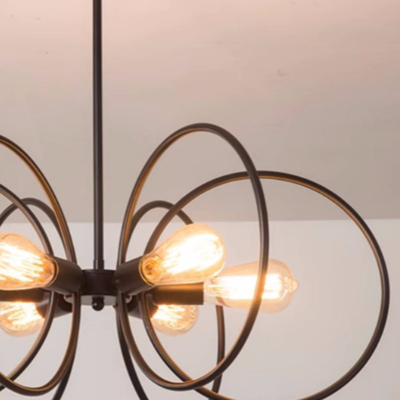Zamidet Industrial LED Chandelier Black Metal Living Room/Bedroom