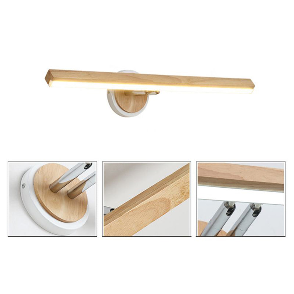 Savivol Modern Linear Wooden Mirror Front Vanity Wall Lamp
