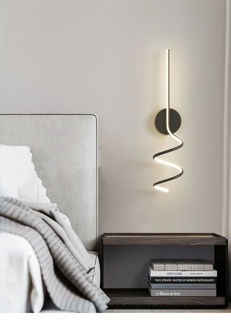 Kipenan Modern LED Art Interior Wall Light Spiral, Black & White