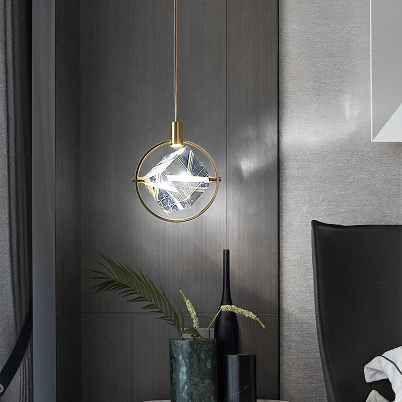 Samiror Modern Luxury Geometry Metal/Crystal Pendant Light, Gold