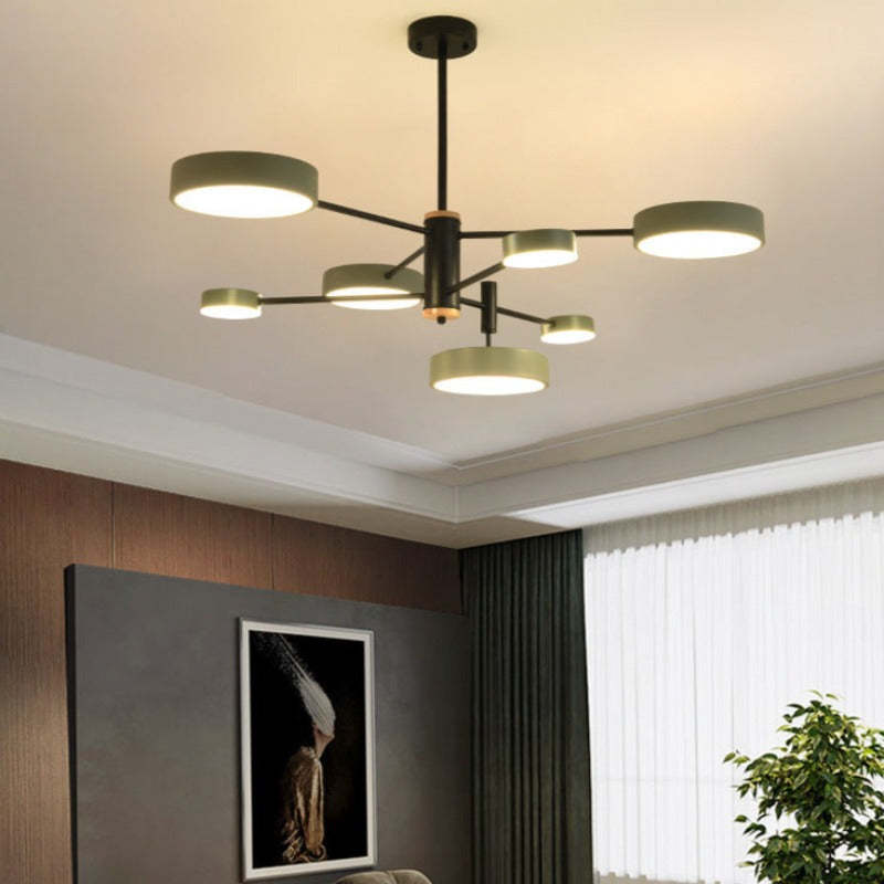 Gativun Pendant Light LED, Metal & Wood, Grey/White/Gold