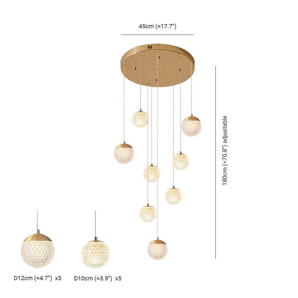 Cikakot Multi Staircase Modern Art Deco Pendant Light, Gold