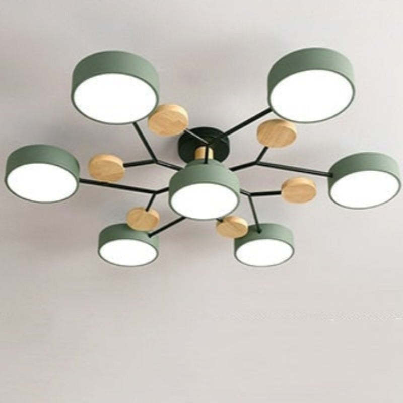 Cumalik Ceiling Light, Wood Round for Living Room