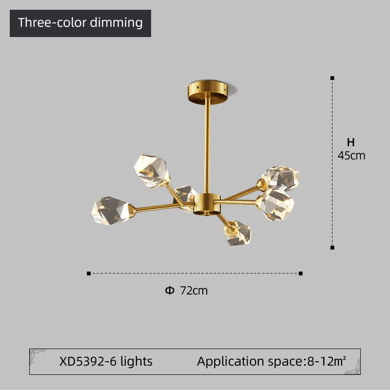 Degulak Luxurious Crystal Chandelier Living Room Golden