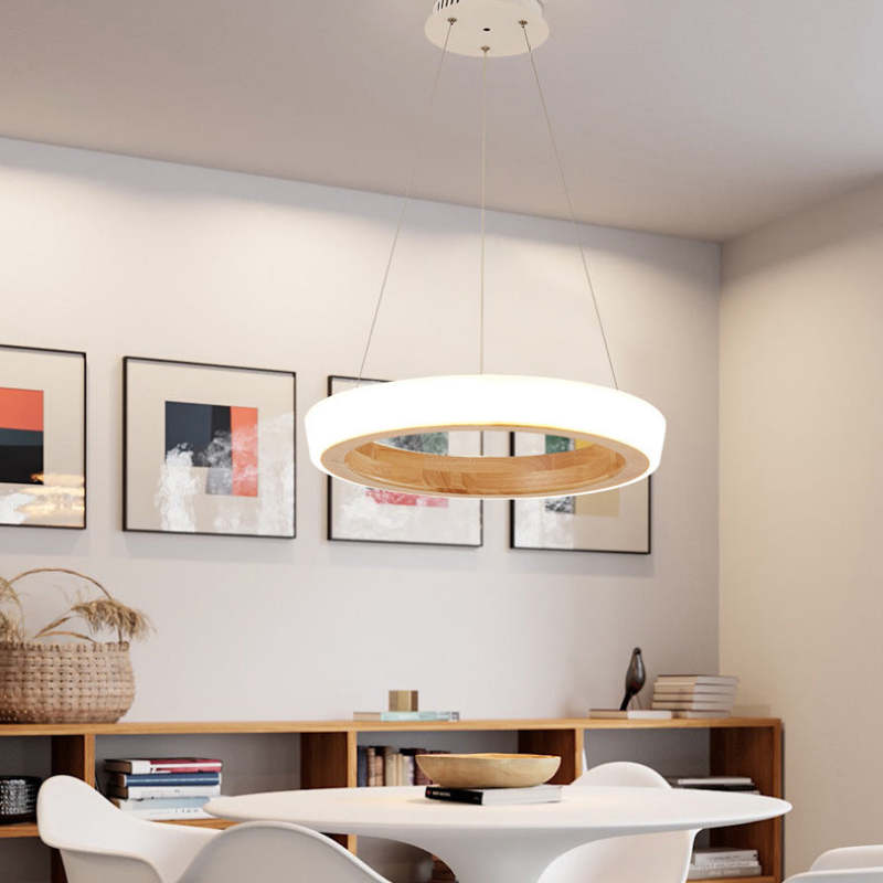 Bosegam Modern Ring Wood Pendant Light