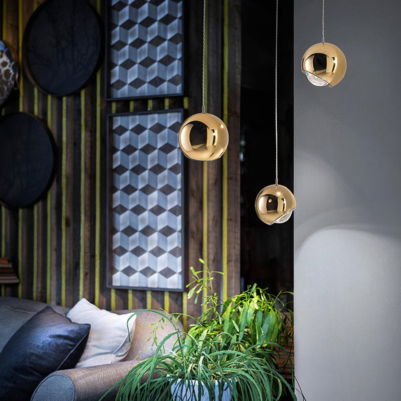 Zupesim Modern Lustrous Golden Metal Ball Pendant Light