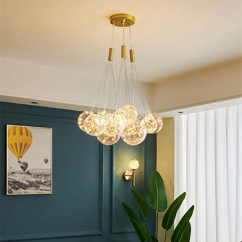 Karomen Glass Globe Bubble Pendant Light LED Stary