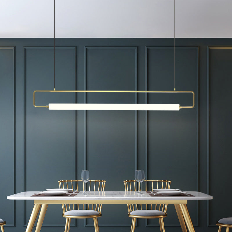 Derubat Modern Minimalist Rectangular Linear Pendant Light, Gold/Black