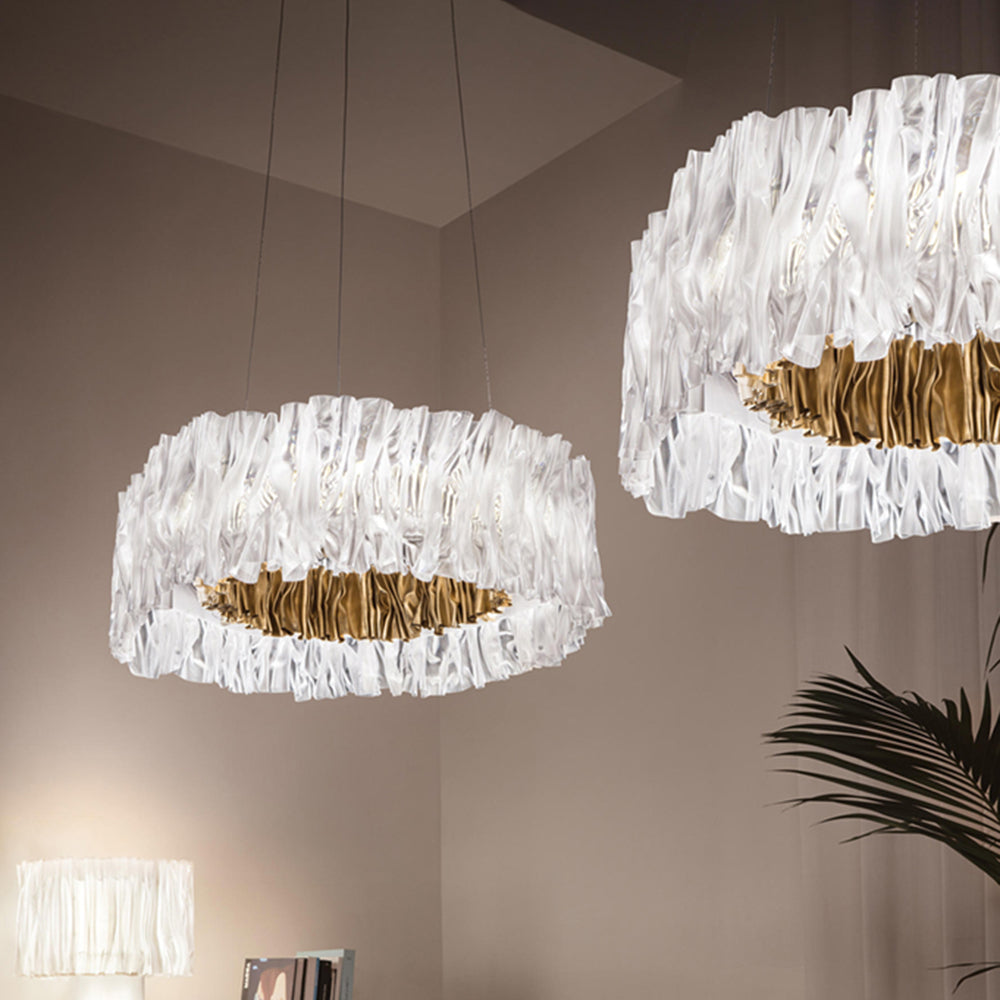 Bekepom Modern Luxury Pleated Pendant Light, Circle, /Stainless Steel