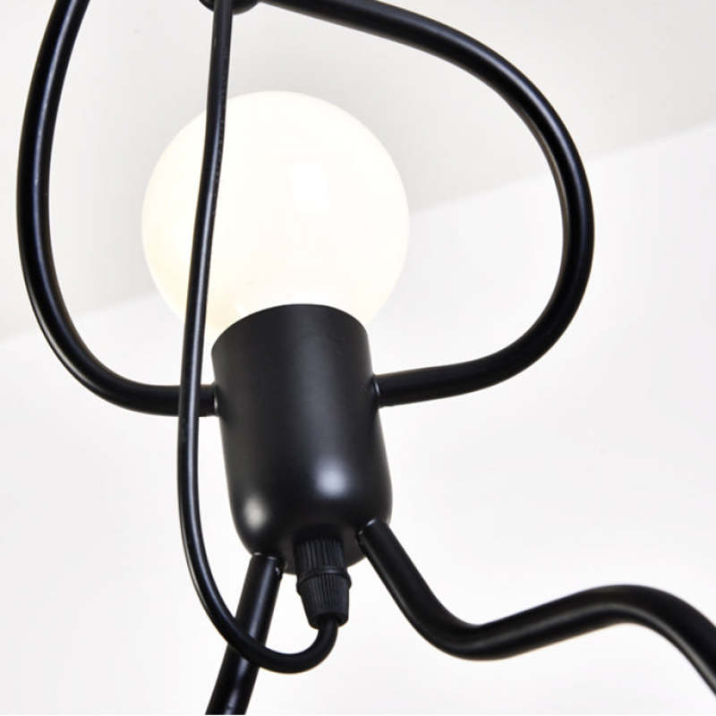 Esi Retro Modern Iron Man Pendant Light, Black-Neutral Decor