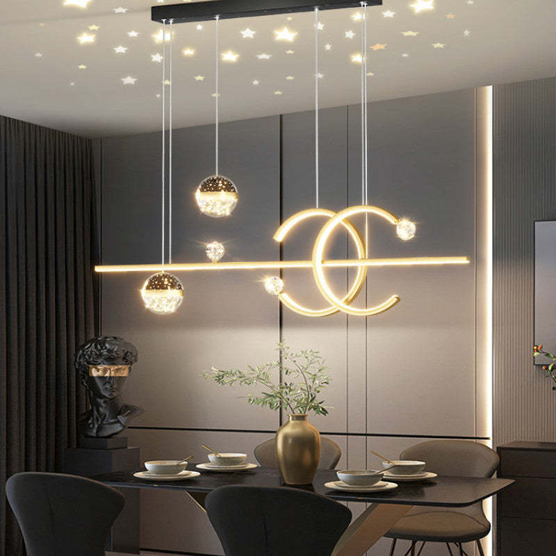 Dulikun Luxury Globe Metal/Glass Pendant Light, Black/Gold