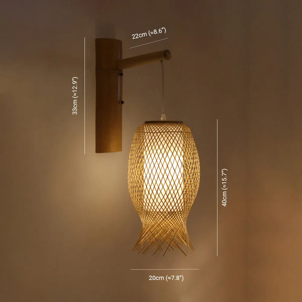 Kekipam Wall Lamp Rustic, Kekipam Rattan Weaving LED, Hallway Wall Sconce