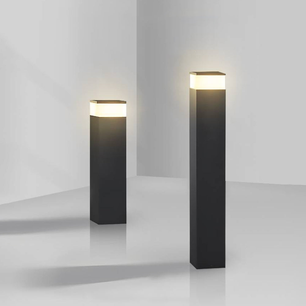 Rulutam Modern Metal Rectangular Outdoor Path Light, Black