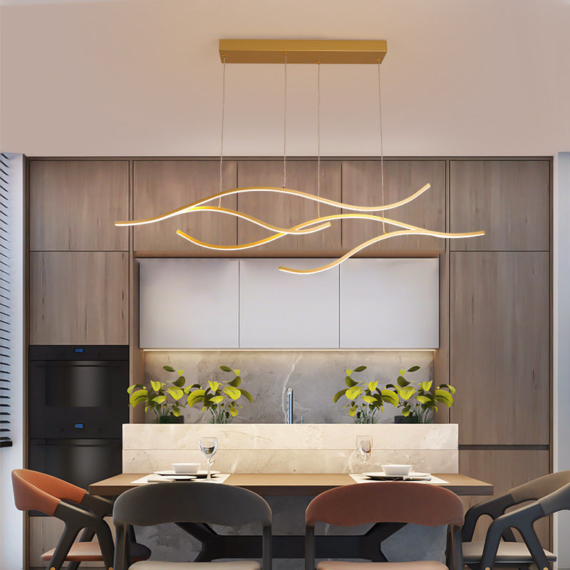 Jaguris Pendant Light, Multi-Curved, Black/Gold