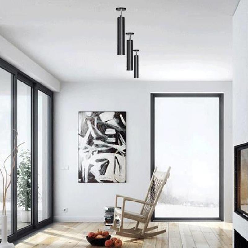 Nulures Modern Long Tube Spotlight, Metal, Black/White