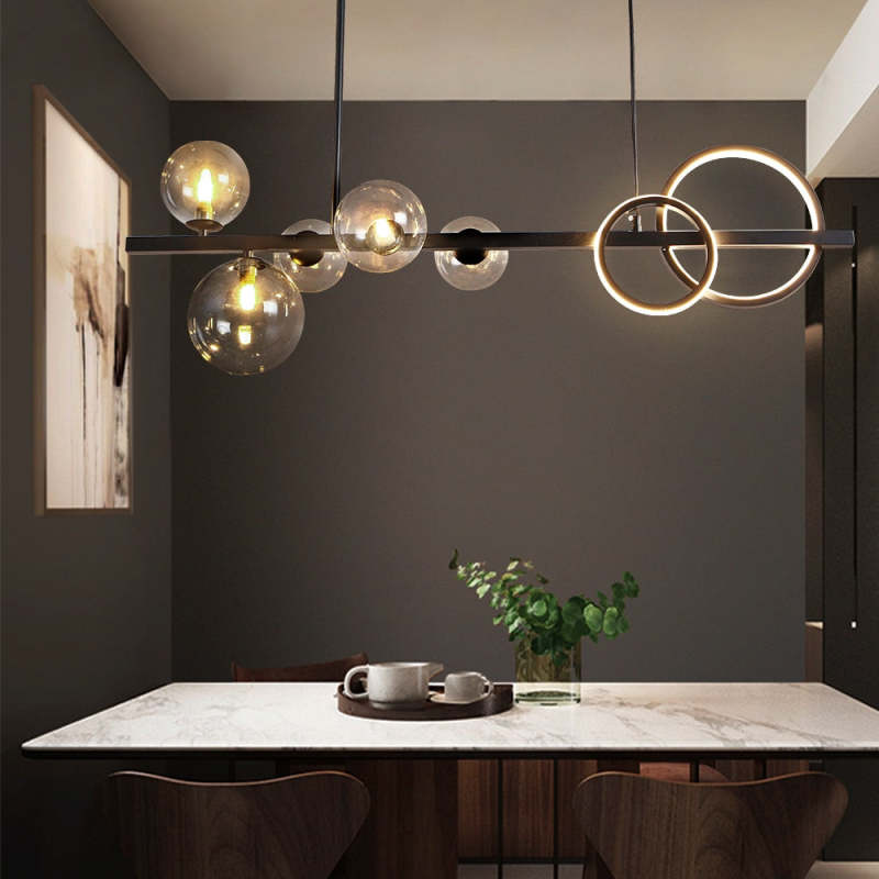 Nisupon Pendant Light Bubble Circle Modern Black/Gold, Bedroom