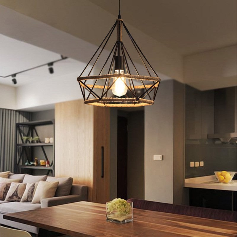 Juporelu Countryside Diamond Pendant Light Black Metal Kitchen/Cafe