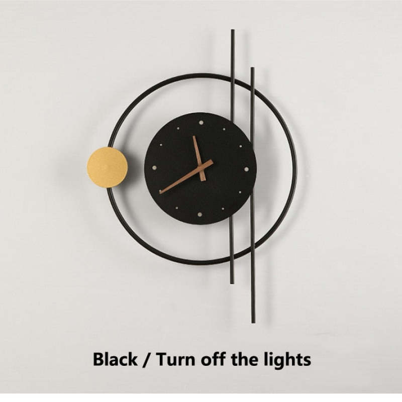 Posisan Wall Lamp Clock, Black & Gold