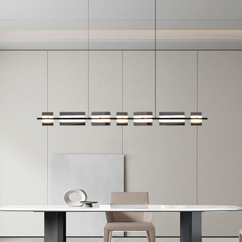 Kulasol Modern Nordic Linear Metal/Glass Pendant Light, Brass/Black