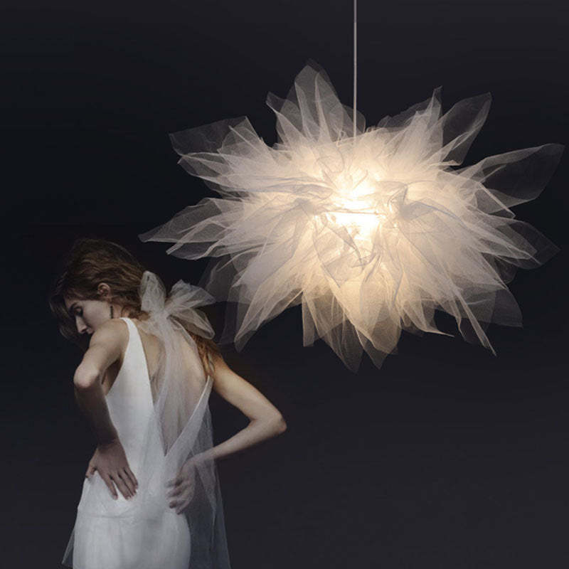 Sonanem Modern Flower Fabric Pendant Light, Bedroom, White