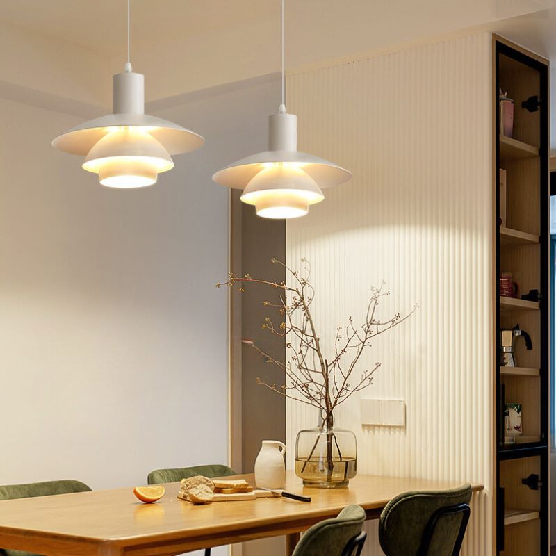 Debapak Modern LED Pendant Light White Wood Metal Bedroom