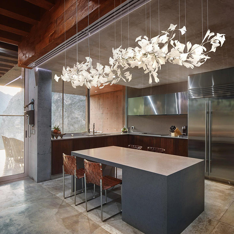 Navirin Luxury Ceramic Chandelier Large Foyer, Gingko leaf, Living Room