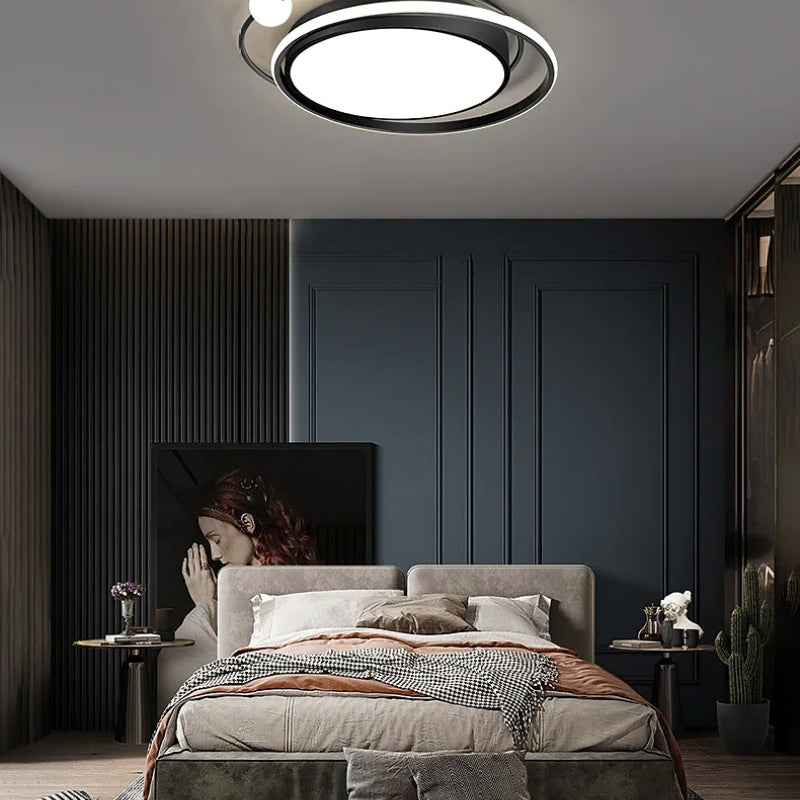 Sigunol Modern Multi Orbit Flush Mount Ceiling Light, Black/Gold