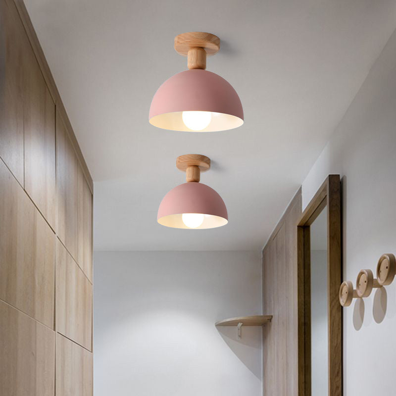 Tusesulo Modern LED Wood Dome Ceiling Light