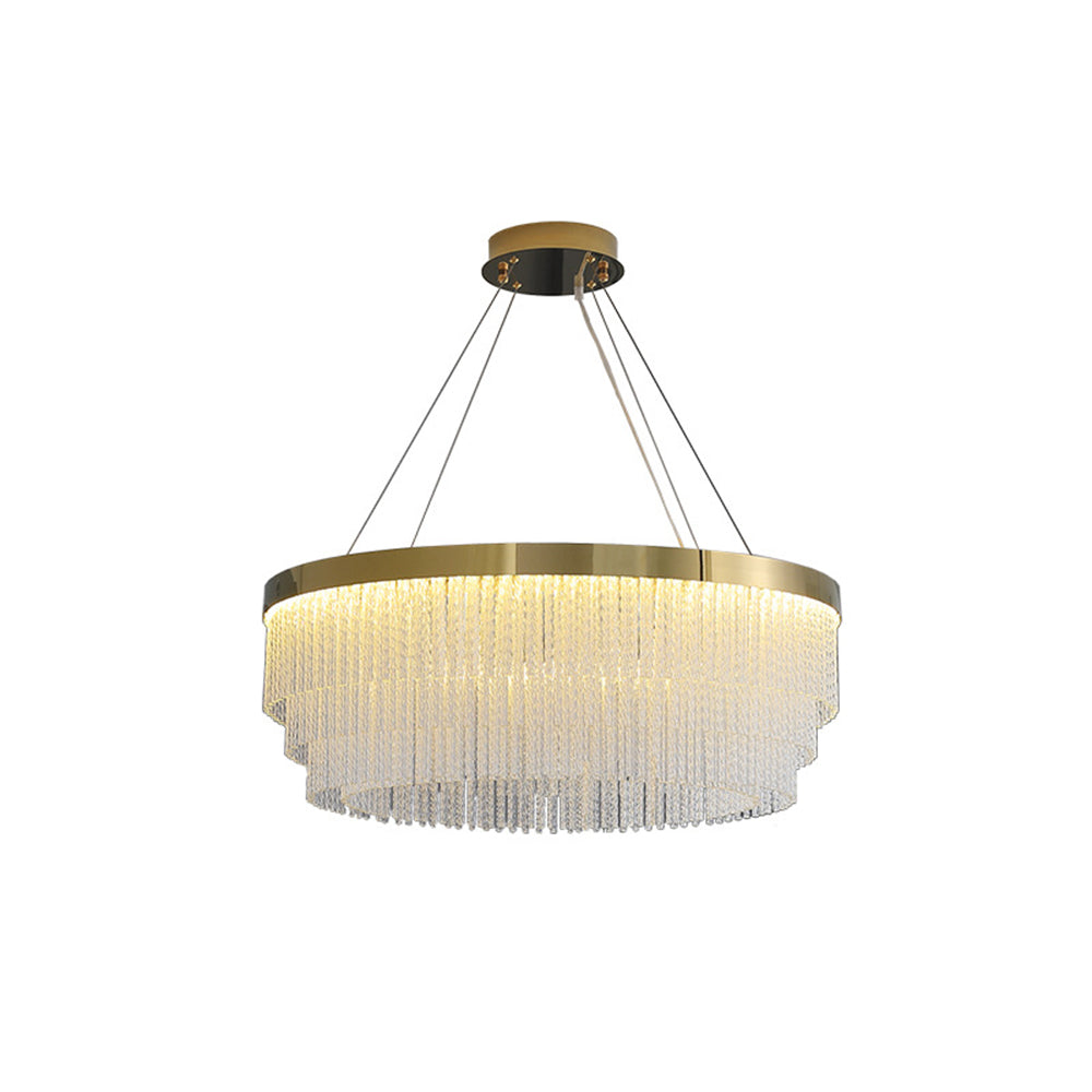 Letanil Modern Spiral Crystal Ring /Rectangle Chandelier, Gold