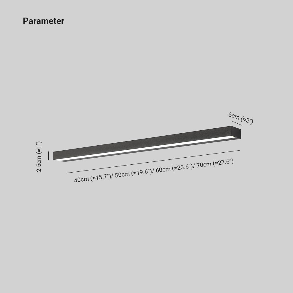 Cuguver Modern Rectangular Linear Mirror Front Wall Lamp, Black