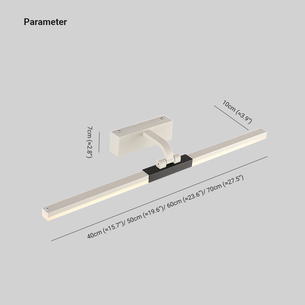Homemil Modern Linear Mirror Front Metal Vanity Wall Lamp, Black/White